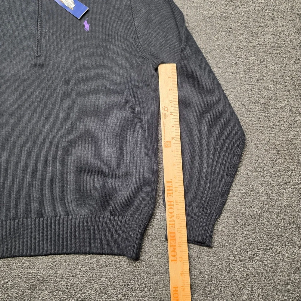 Polo Ralph Lauren 1/4 Zip Sweater Black Mens Large Cotton Pony Knit Pullover NEW